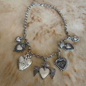 Silver Heart Charm Necklace New